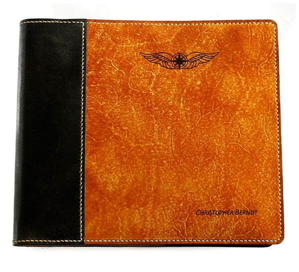 CASA (Australia) Pilot Logbook Cover - 2 colour spine / front, laser engraved wings & name