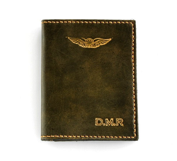 Black leather NZCAA Pilot Licence & medical Certificate Wallet handmade by Sparrowhawk Leather NZ