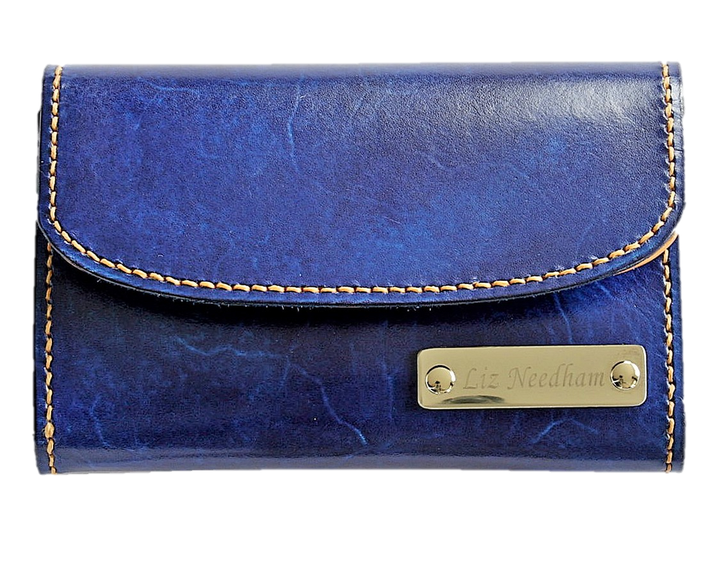 Womens Handmade Leather Wallet initials nameplate Sparrowhawk