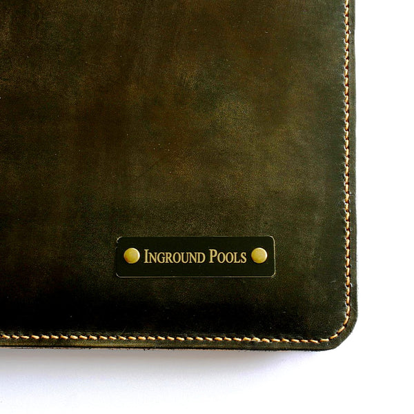 A4 Portfolio - Hand Finished Leather - Tan Interior - Black Brass Nameplate