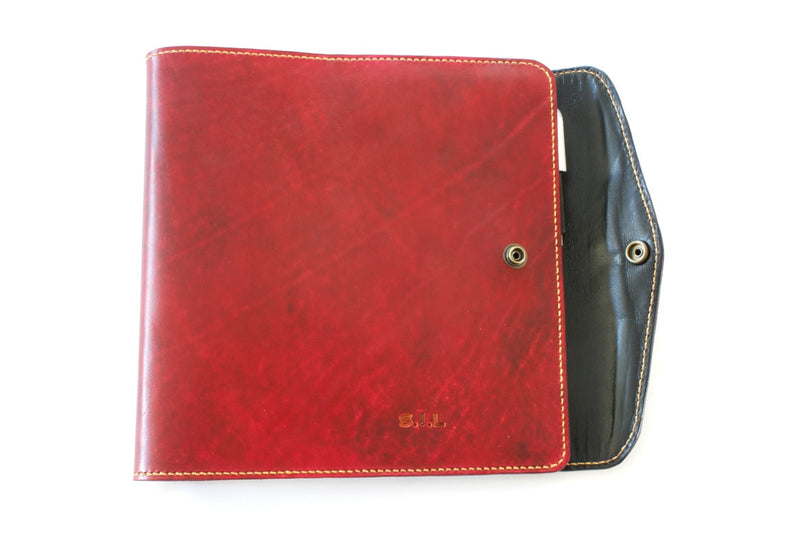 Pilot Logbook Cover - wrap closure, 2 colour outside / inside, embossed initials