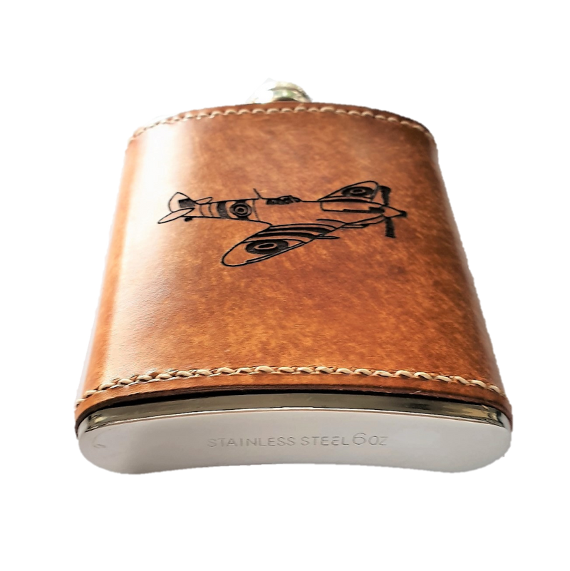 Sparrowhawk Leather's Spitfire Hipflask in Tan Leather bottom view