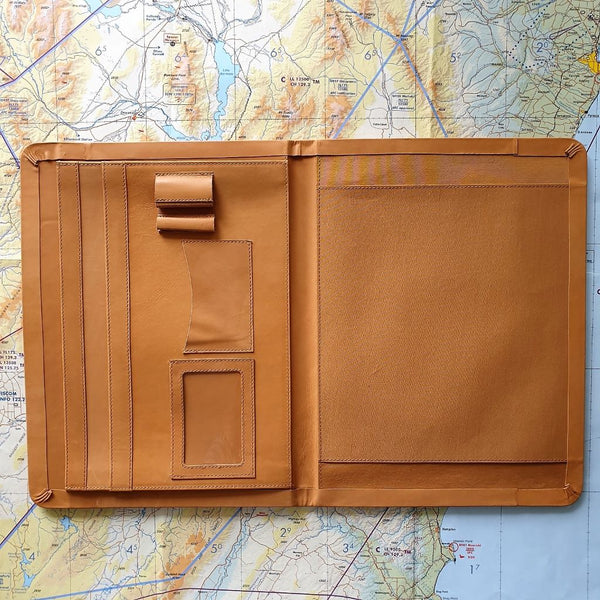 A4 Portfolio - Hand Finished Leather - Tan Interior - Embossed Initials