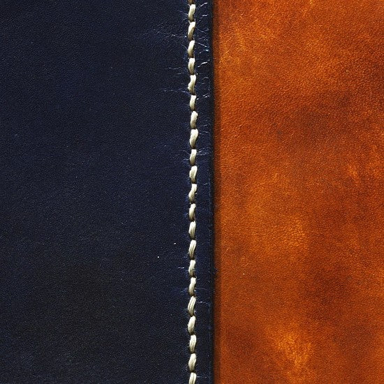 Royal Blue & Tan (Bone) hand dyed, hand stitlched leather