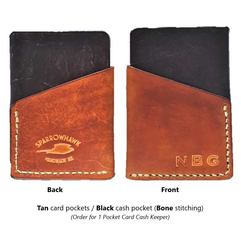 Handmade Leather Card Holder Wallet NZ with embossed initials