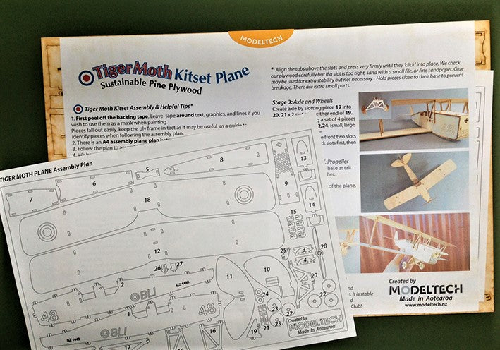 Tiger Moth Biplane - Ply Kitset Model - Designed & Made by Model Tech NZ