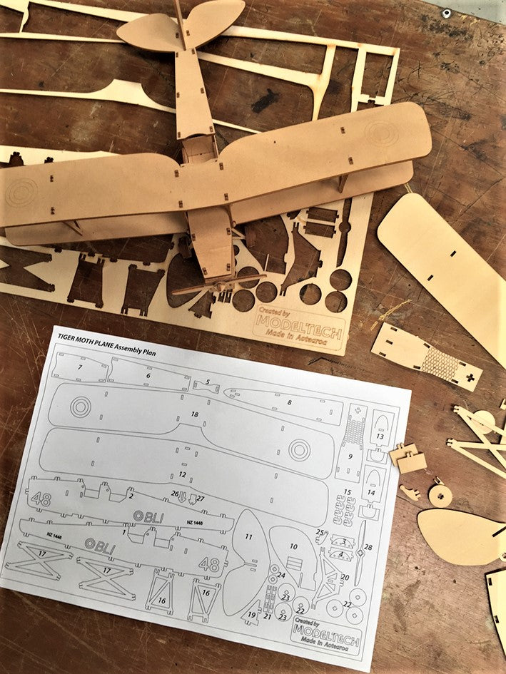 Tiger Moth Biplane - Ply Kitset Model - Designed & Made by Model Tech NZ