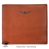 NZCAA Pilot Logbook Cover - whisky aniline leather, laser engraved wings & name
