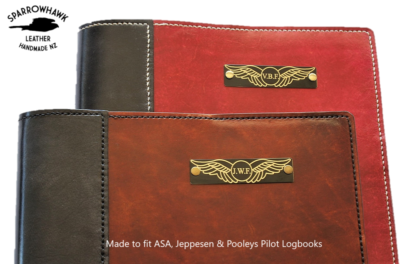FAA (US) Pilot Logbook Cover COM - 2 colour spine / front, wings / initials plate