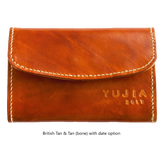 Womens Compact Wallet - Tan Interior - Embossed Initials