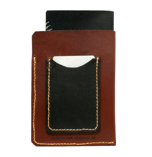 Slimline Passport & Card Sleeve - Whisky Aniline Leather - Laser Engraved