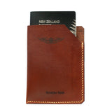 Slimline Passport & Card Sleeve - Whisky Aniline Leather - Laser Engraved